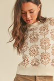Floral Pattern Knit Sweater