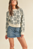 Floral Pattern Knit Sweater