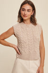 CABLE KNIT CROPPED SWEATER VEST