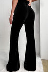 SOLID COLOR HIGH WAIST FLARE CORDUROY PANTS