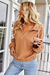 Solid Pullover Zipper Sweater