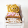 SQUARE COTTON KNIT PILLOW EMBROIDERED FLOWERS