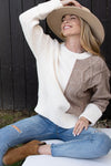 Knit Color Block Brown/White Sweater